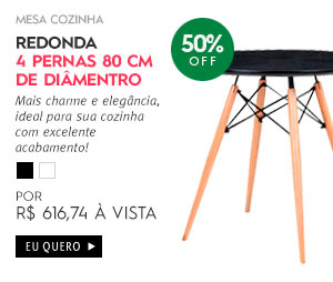 Mesa cozinha redonda 4 pernas 80cm de di&acirc;metro